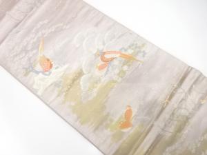 アンティーク　流水に雉・松模様織り出し袋帯（材料）